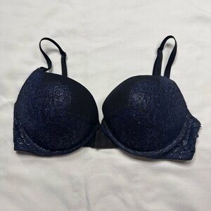 Victoria’s Secret Elegant Lace Women's Bra - Black Blue - Very Sexy Push Up